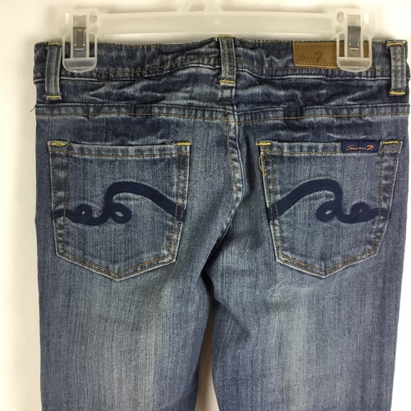 7 For All Mankind Women Jeans Low Rise Flare Sz 26 - Picture 6 of 8